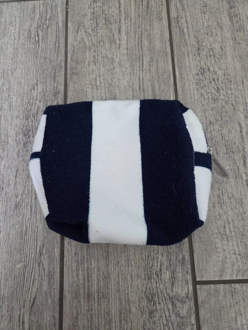 Lancôme Striped Terry Cosmetic Bag Navy White One Size